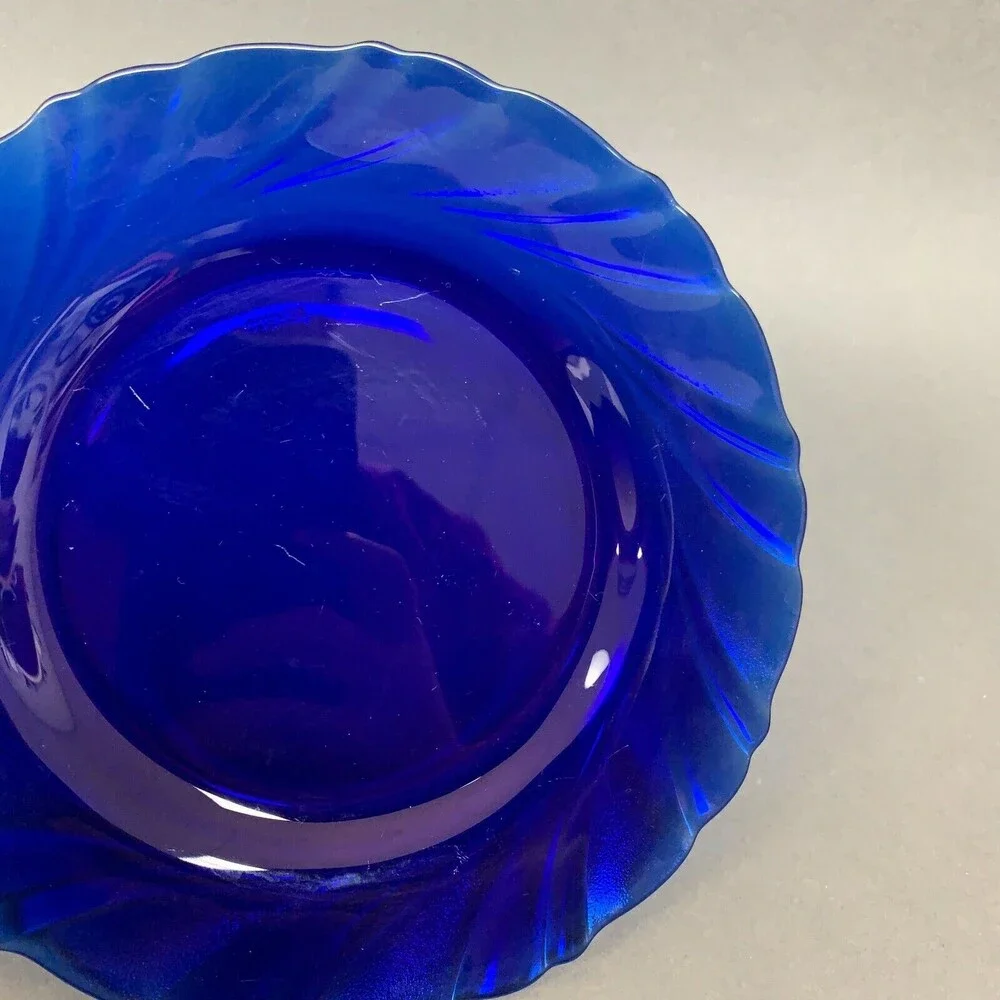 Vereco Cobalt Blue Salad Glass Plate Swirl 7‎ 5/8